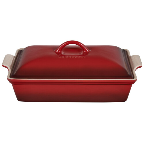 Le Creuset Le Creuset Stoneware Heritage Covered Rectangular Casserole, 4 qt. (12"" x 9""), Cerise