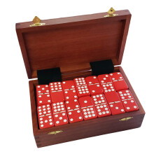 Sada Marion Double 9 Domino Set (55 dladic) Jumbo Tournament Professional Velikost s rotackami v rybinovitm Sheesham Wood Box (cerven)