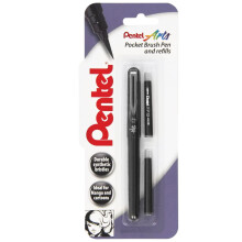 Pentel XGFKP/FP10-A Brush Pen and Two Refills  Black Ink