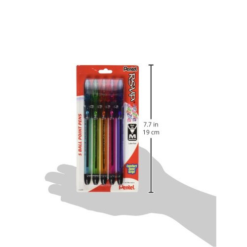 Pentel Pentel RSVP Razzle-Dazzle Στυλό Μπάλας, (1.0mm) Μεσαία Γραμμή, Μαύρο μελάνι, Πακέτο 5 2