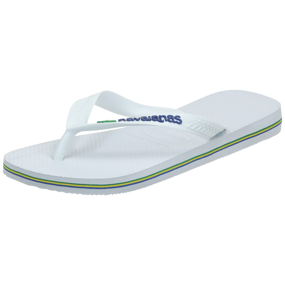 Havaianas Brazil Logo Mens Slippers  White 8 US Men - 910 US Women
