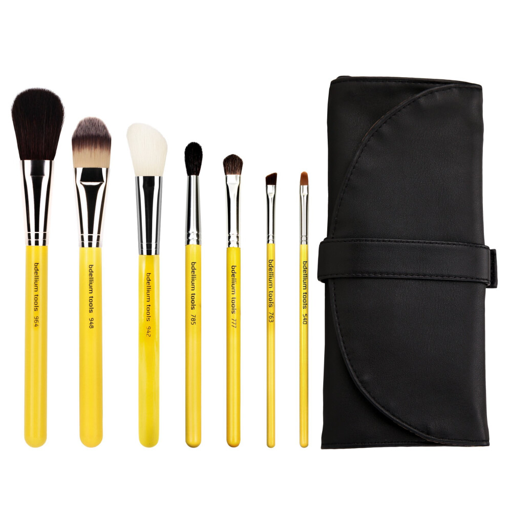 Beta-Utensili-Srl Bdellium Tools Professional Makeup Brush Studio Series - Basic 7Pc. Brush Set With Roll-Up Pouch