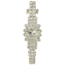 Caravan Automatic Barrette Decorated With Crystal Clear Rhinestone In An Oval Burst