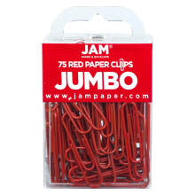 Farebn jumbo kancel rske sponky JAM PAPER - velk 2 palce - cerven sponky - 75 kusov/balenie
