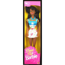 Mu   eca Barbie afroamericana con flores divertidas