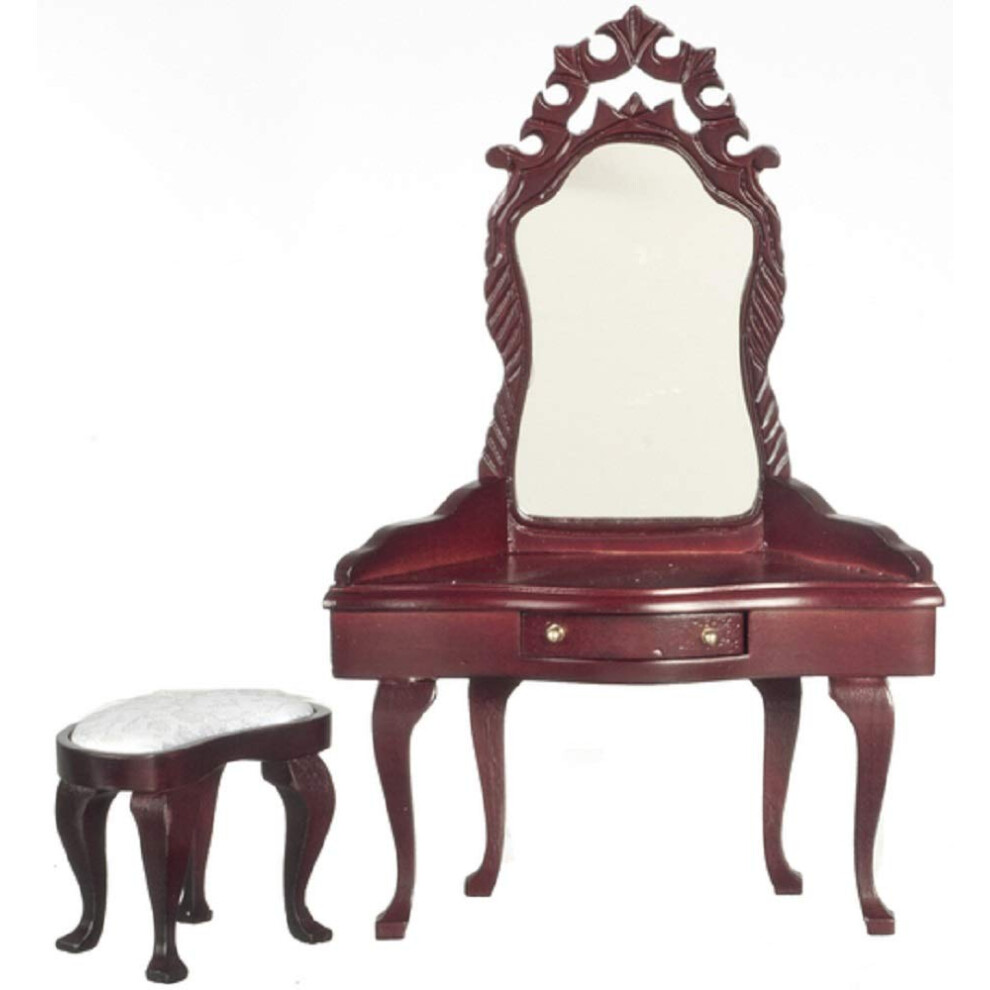 Coiffeuse en acajou     l'   chelle 1:12 avec tabouret #D0485