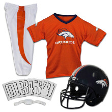 Conjunto de Uniforme NFL para Niños Denver Broncos - Camiseta, Casco, Pantalones - Talla Pequeña