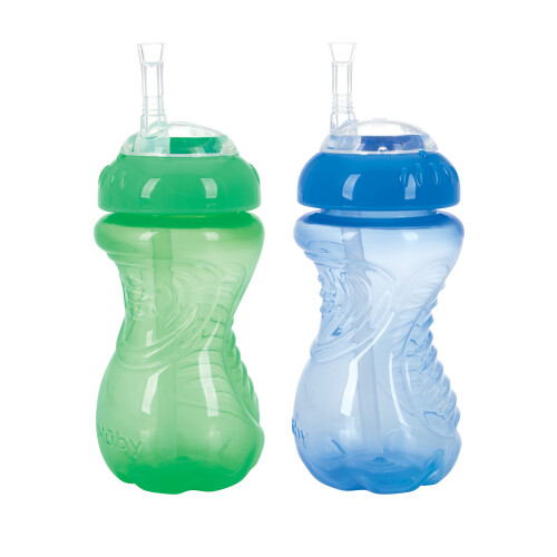 Nuby Nuby 2-Pack Copo Sem Derramar com Canudo Flexível, 10 Onças, Cores Variadas 2
