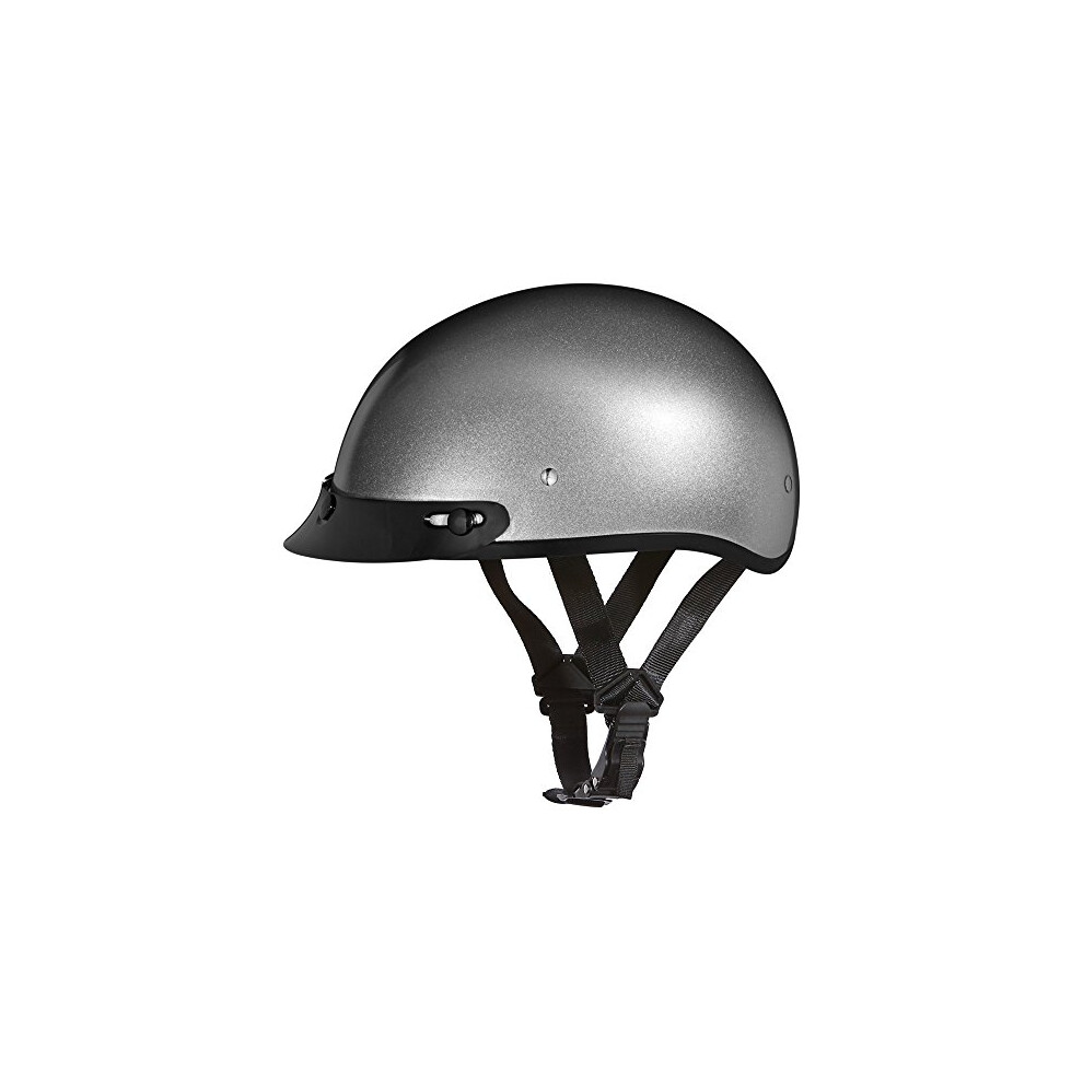 Daytona Helmets Half Skull Cap Motorcycle Helmet - Dot Approved Silver 651989679451