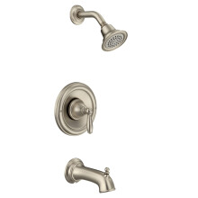 Moen Brantford Brossed nickel posi-timp equilibrage eco-performance baignoire haute pression et garniture de douche avec palette de tete de la te