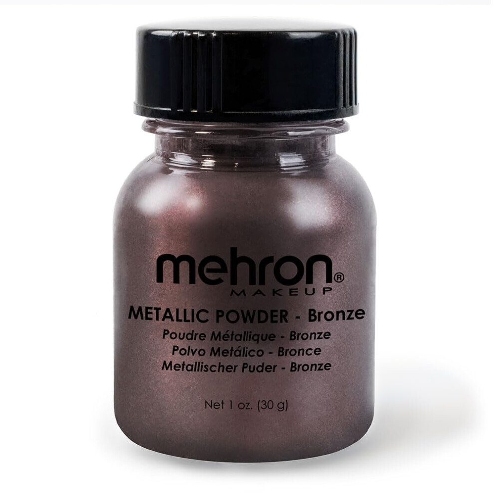 Mehron Bronze Makeup Metallic Powder | Metallic Chrome Powder Pigment For Face & Body Paint, Eyeshadow, And Eyeliner .75 Oz 21 G