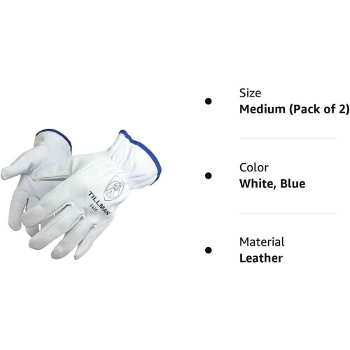 Tillman 1415 Unlined Top Grain Goatskin Drivers Gloves  Medium  White 2