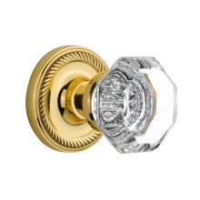 Nostalgic Warehouse 704710 Rope Rosette with Waldorf Crystal Knob  Single Dummy  Polished Brass