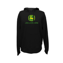 John Deere Men'S Trademark Logo Core Hood Pullover Fleece Black Medium