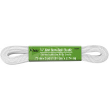 Dritz 9522W Elastico Tricot Sin Rodar, 3/4 Pulgadas x 3 Yards, Blanco