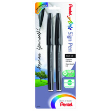 Pentel Arts Sign Pen Black Ink 2 Pack (S520BP2A) Blandad