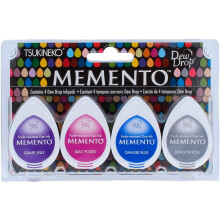 Tsukineko 4Pack Assortiment Memento Dauwdruppels Kleurvaste Inkt Rainy Daze