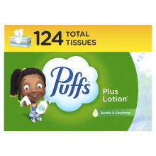 Puffs Plus Lotion Facial Tissue  1 Family Box  124 Tissues Per Box