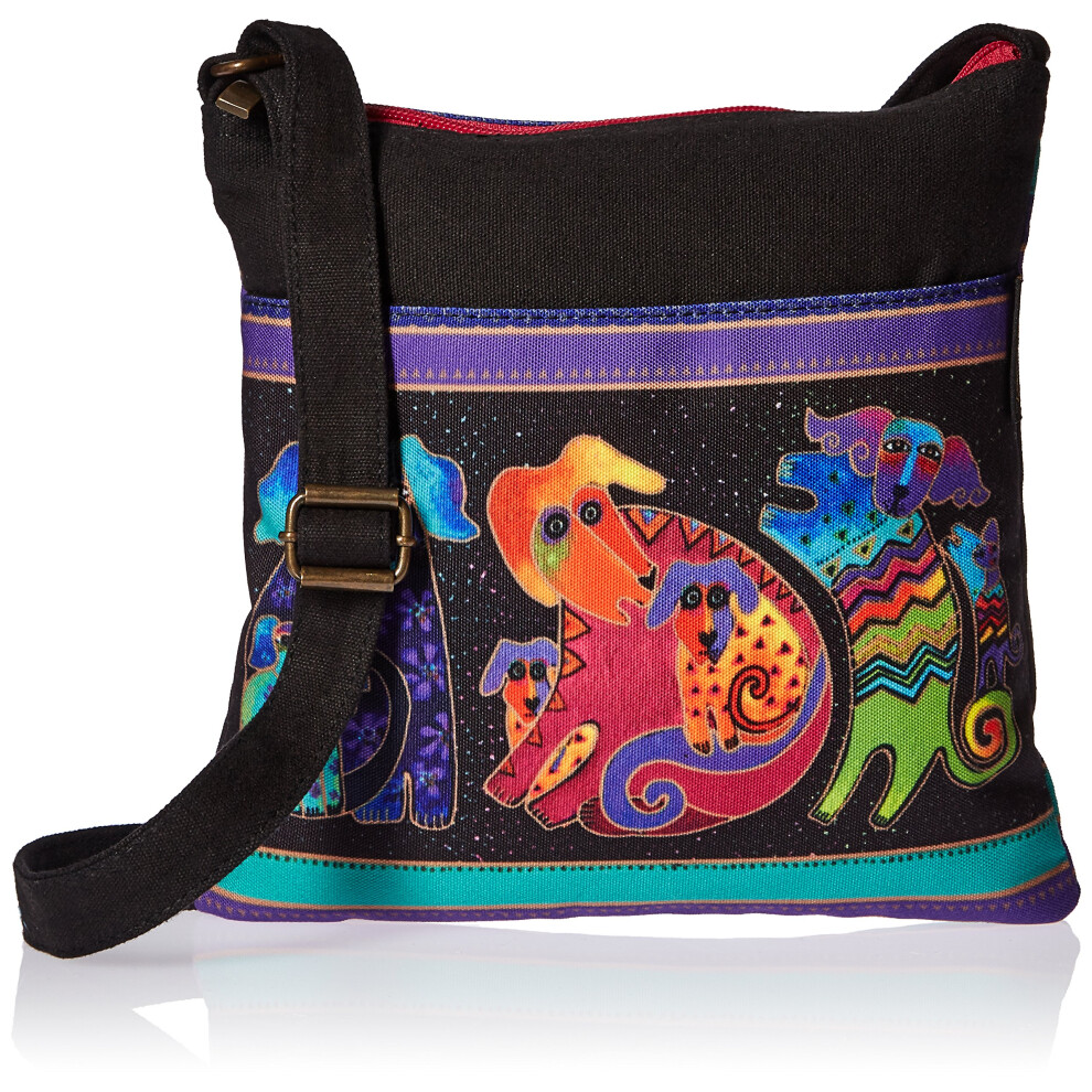 Zeckos Laurel Burch Artistic Totes Crossbody 10 Inch X 10 Inch Hond Hobo Canvas Handtas-image