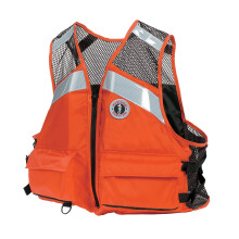 Mustang Survival - Industrial Mesh -liivi Solas-heijastinnauhalla (oranssi - 5XL) - USCG-hyvksytty suuret etutaskut verkkokankaat olkapt Sivusd