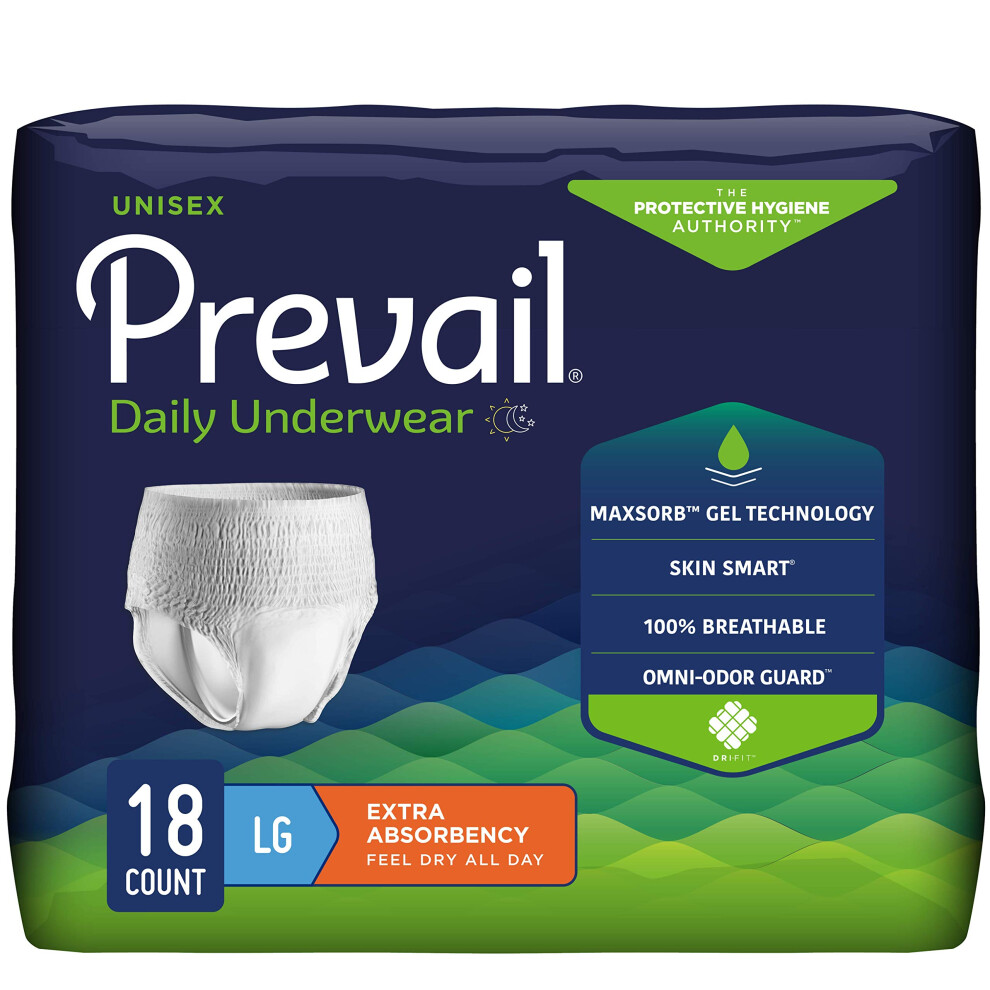 Prevail Adult Incontinence Underwear For Men & Women Maximum Absorbency Large 18 Count