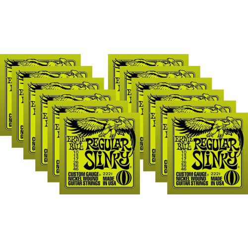 Ernie Ball Regular Slinky Custom Gauge Nickel Wound Guitar String - Set.010 - .046 12 Pack