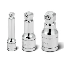 Powerbuilt 1/2-Zoll-Antriebs-Wackel-Verlngerungsset, 3-teilig, 1/4 Zoll, 3/8 Zoll, 1/2 Zoll, bis zu 25 Grad  640849, Silber