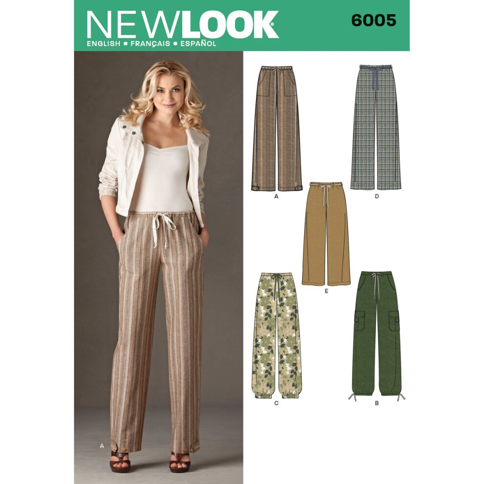 Patron de couture New Look 6005 Pantalon pour femme Taille A (10-12-14-16-18-20-