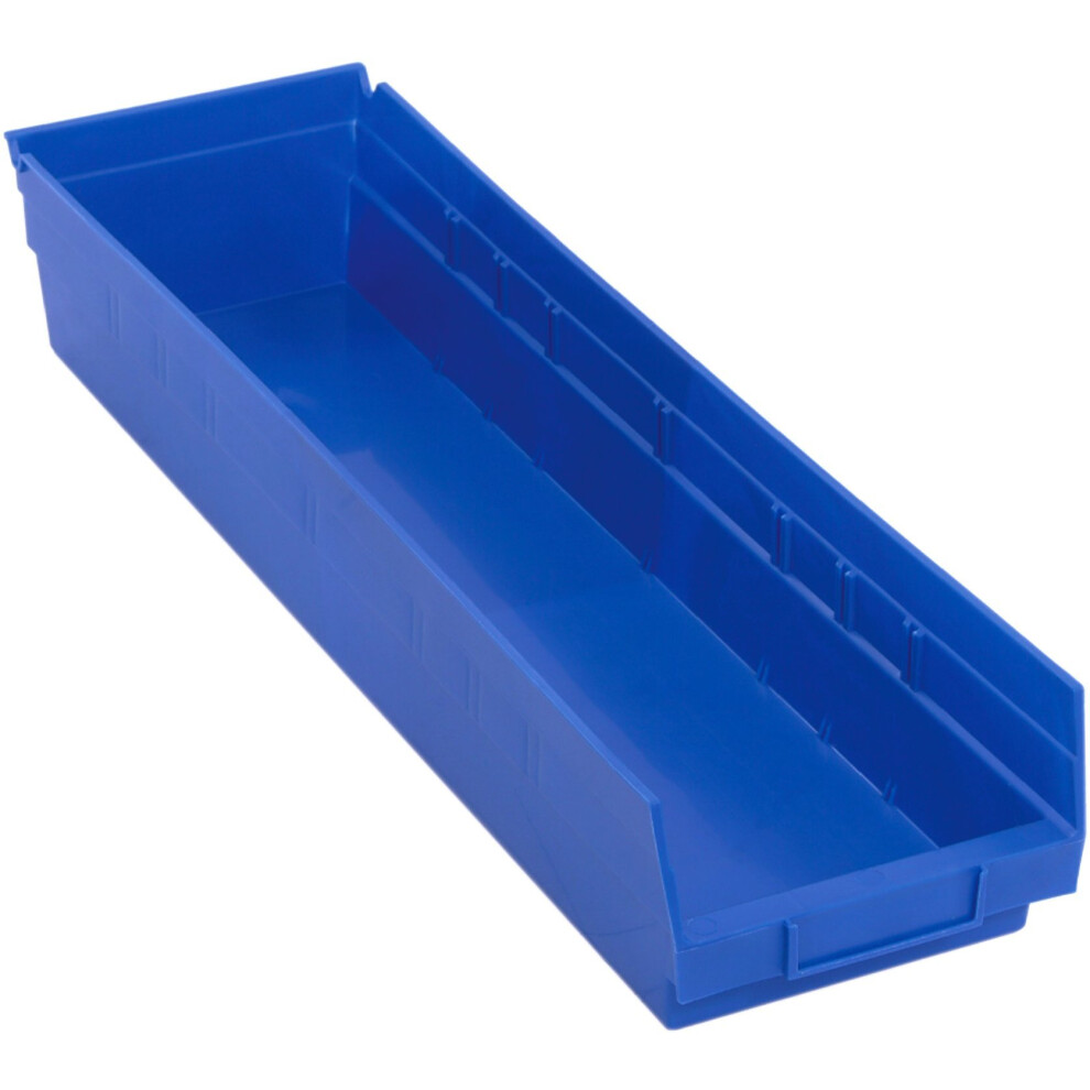 Quantum Storage Systems QSB106BL 8Pack 4 Hanging Plastic Shelf Bin Storage Containers  235/8 x 65/8 x 4   Blue
