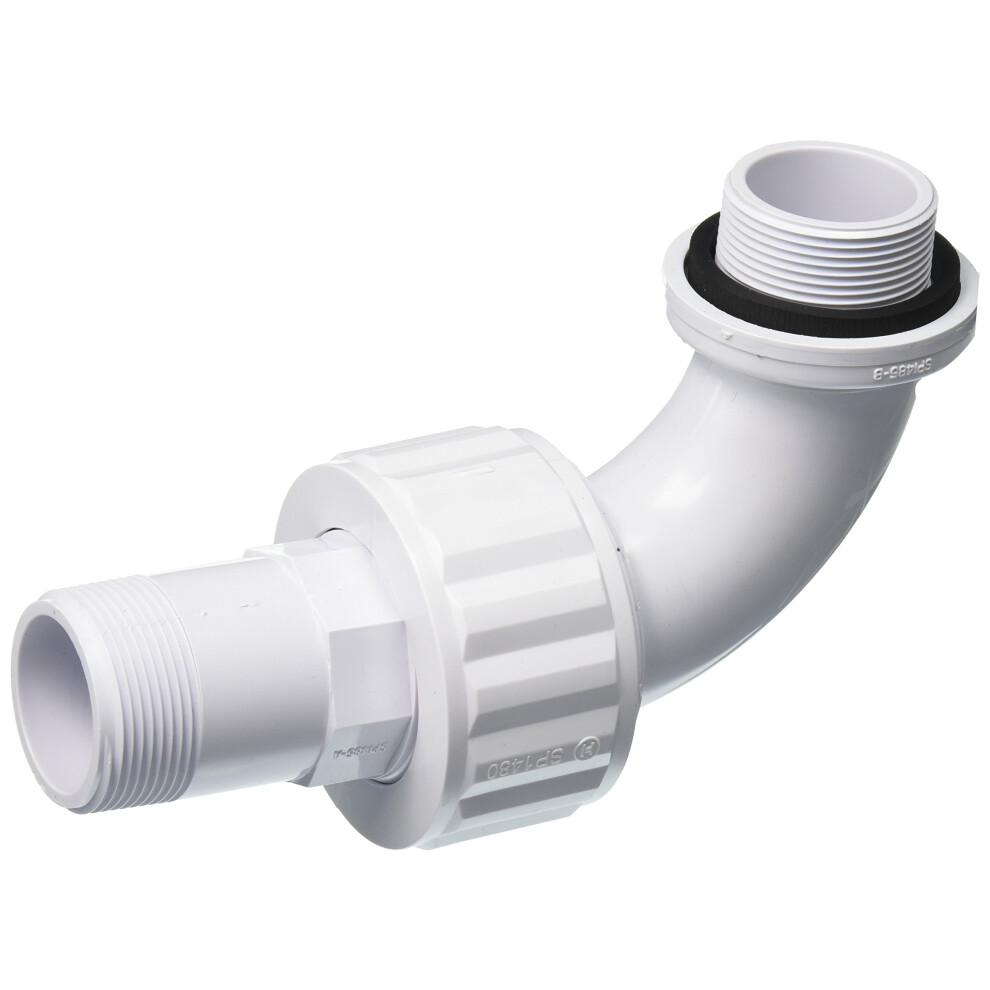 Hayward Sp1485 1-1/2-Inch Mip White Abs Full-Flo 90-Degree Sweep Elbow Self-Aligning Double Male End Union 610377050067