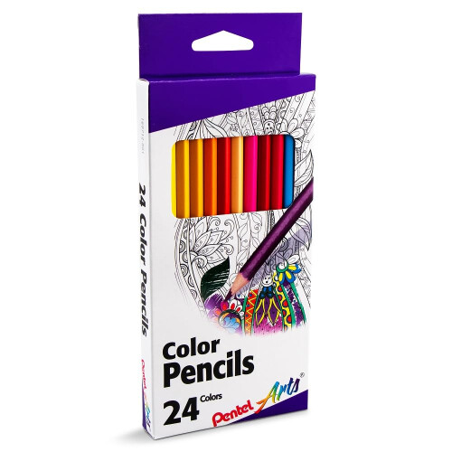 Pentel Μολύβια Χρώματος Pentel Arts, Διαφορετικά Χρώματα, Σετ 24 (CB8-24)