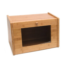Lipper International Bambus Wood Bread Box med hærdet glasvindue 15-1/2 """" X 9-1/2 """" X 9-3/4 """"