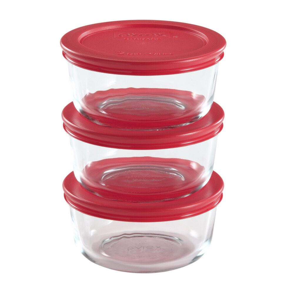 Photos - Other Tableware Pyrex 6-Piece 2-Cup Glass Food Storage Set with Lids 1085657