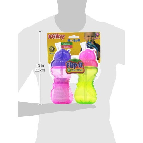 Nuby 2-Pack Κούπες Χωρίς Διαρροές Flip-It, 10 Ουγγιές, Χρώματα Μπορεί να Διαφέρουν 1