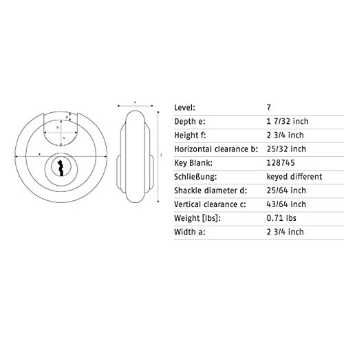Abus ABUS 24IB/70 Discus Padlock with Stainless Steel Shackle  Keyed Differ 1