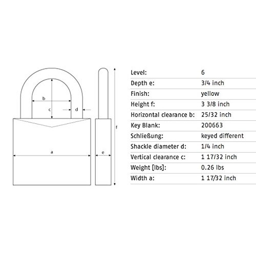 Abus Lockout Padlock  KD  Yellow  1/4 in. Dia. 2