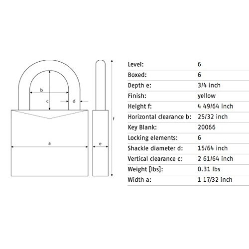 Abus ABUS Lockout Padlock KD Yellow 1/4 in. Dia 3"""" Shackle 1