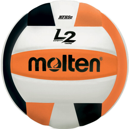 Molten Molten Premium L2 Βόλεϊ, Εγκεκριμένο από NFHS, Πορτοκαλί/Μαύρο/Λευκό