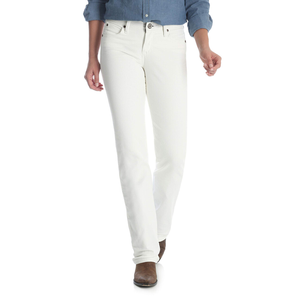 Jean Wrangler Q-Baby taille mi-haute pour femme, coupe bootcut, Ultimate Riding, blanc
