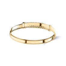 JKB110 Jewelco London Teens 9ct Yellow Gold Diamond-Cut Edge Channel Expandable 5mm Maiden Bangle Bracelet