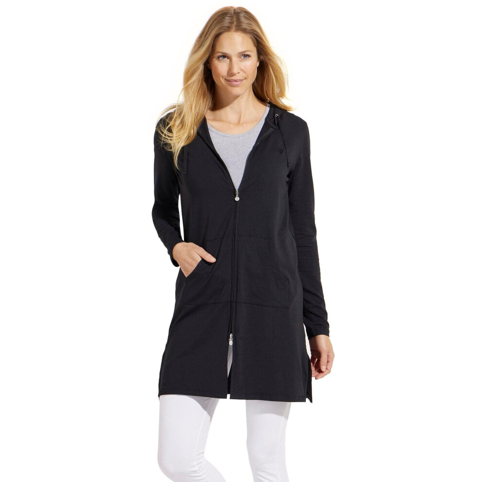 Coolibar UPF 50+ Women's Cabana Hoodie - Sun Protective Large Black