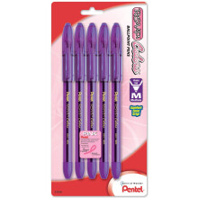 Pentel R.S.V.P. Colors Kugelschreiber, 1,0 mm mittlere Linie, violette Tinte, 5er-Pack (BK91CRBP5V), Schwarz