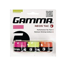 GAMMA Sports Neon Tac Overgrip Tacky Grip per racchette da tennis, pickleball, squash e badminton, confezione da 3 assortiti