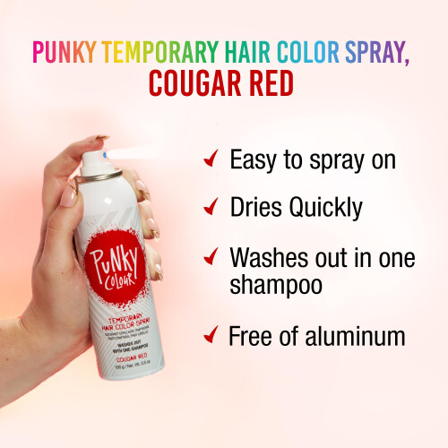 Punky Χρώμα Μαλλιών Σπρέι, Cougar Red, Μη Βλαπτική Βαφή Μαλλιών, 3.5 oz, 1-Pack 1