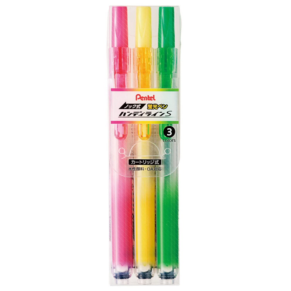 Pentel Knock Markeerstift Handy Line 3 Kleurenset (SXNS15-3)-image