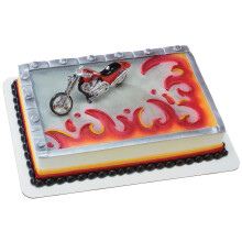 DecoSet Red Hot Chopper Cake Topper Interaktywny zestaw dekoracji motocyklowych z ruchomymi klkami dla wszystkich rozmiarw i ksztaltw Urodziny
