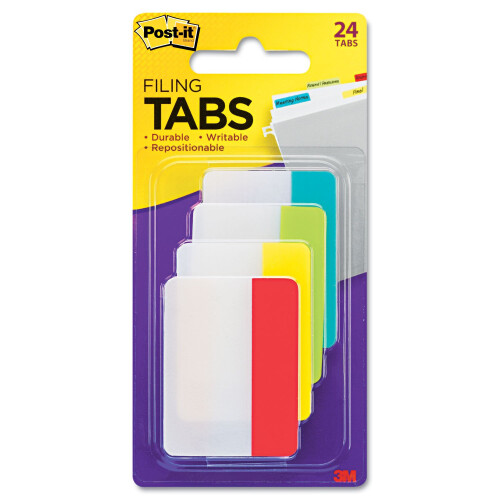 3M Post-it 686ALYR Ταμπέλες Αρχείων, 2 x 1 1/2, Ακουα/Λάιμ/Κόκκινο/Κίτρινο, 24/Συσκευασία 1