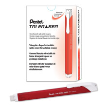 Pentel Tri Eraser Retractable Eraser Metallic Red Barrel Box of 12 (