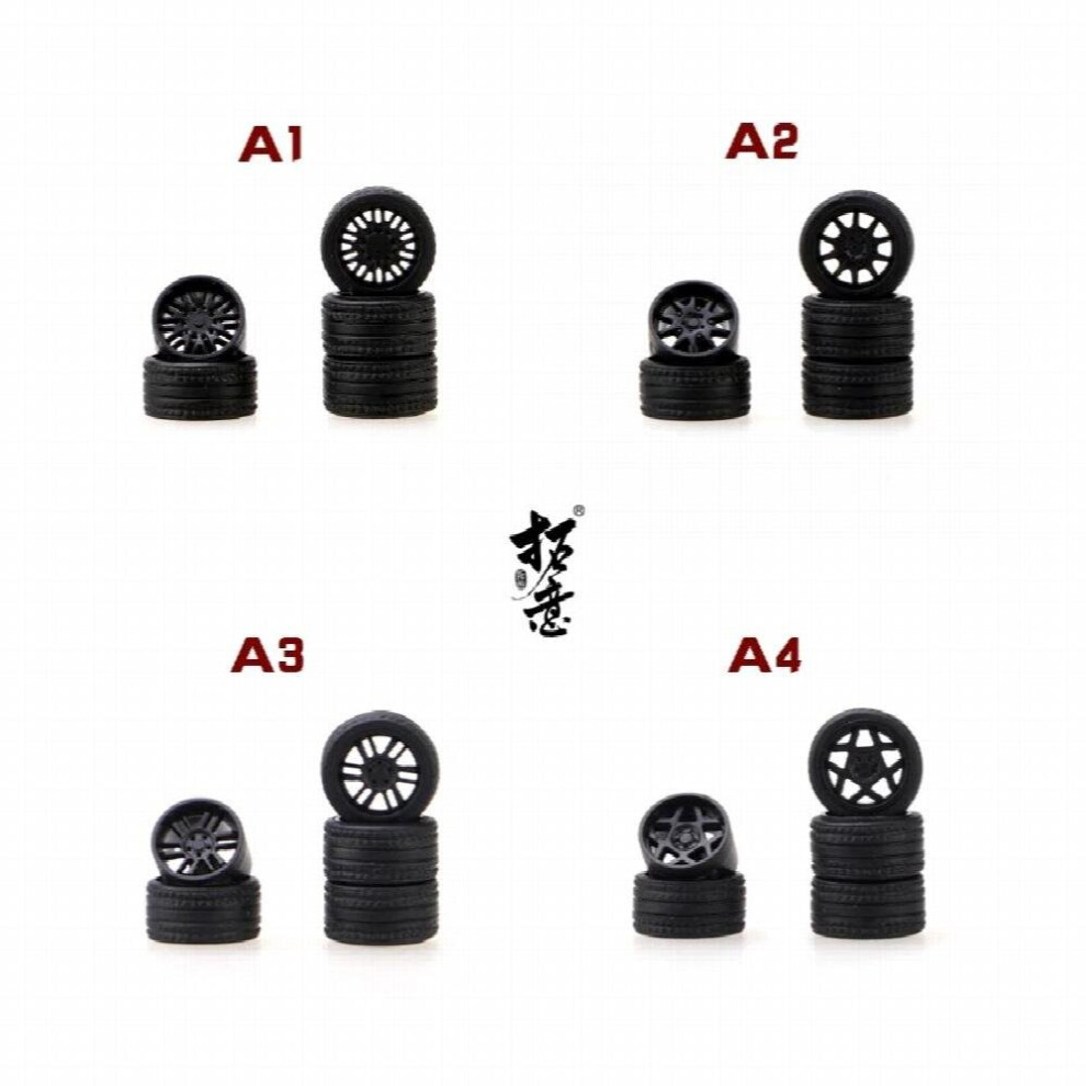 Maxpower Xcartoys 1/64 Abs Wheels 4 Sets Per Pack Rubber Tire Hot Assembly Rim Modified Parts Jdm Model Car Model Tires