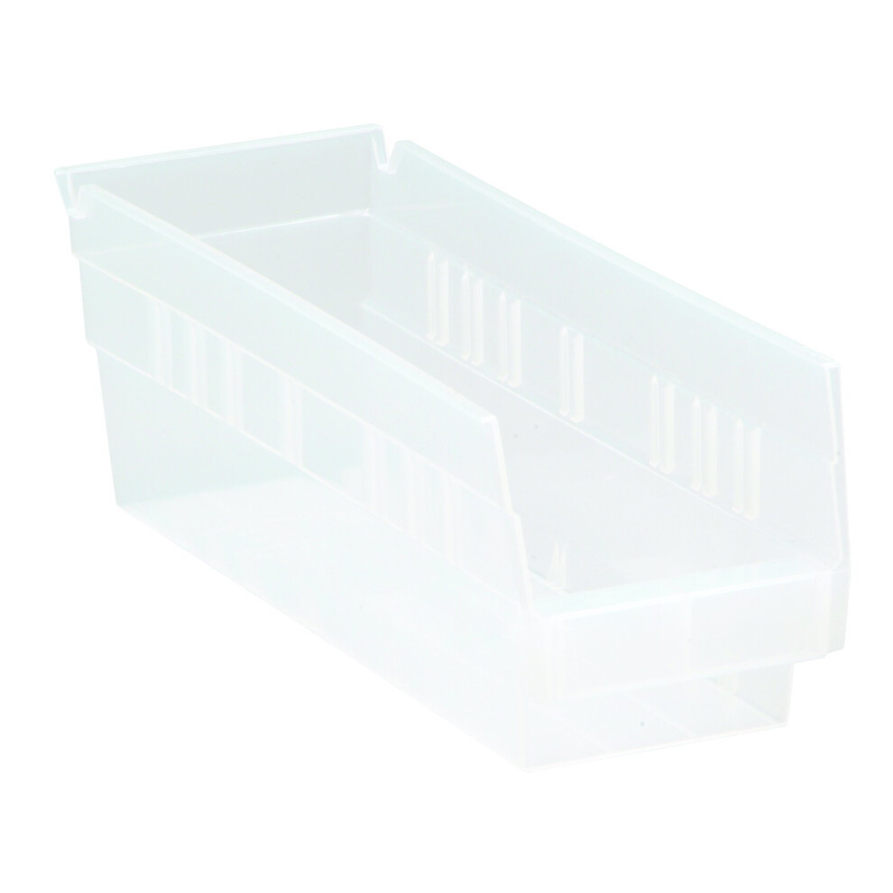 Quantum Storage Systems QSB101CL 36-Pack 4"" Hanging Plastic Shelf Bin Storage Containers  11-5/8"" x 4-1/8"" x 4""   Clear